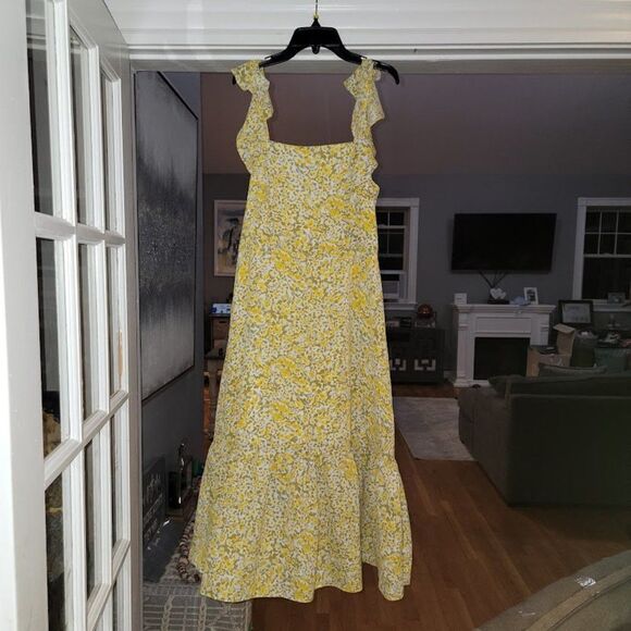 BCBG Eneration Women's Ruffle Strap Square Neck yellow Floral Midi Dress… - Picture 12 of 12